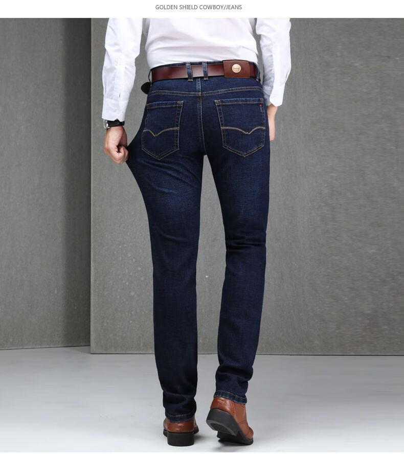 老爷车 男士牛仔裤春秋厚款直筒宽松男裤高腰弹力商务休闲牛仔长男裤