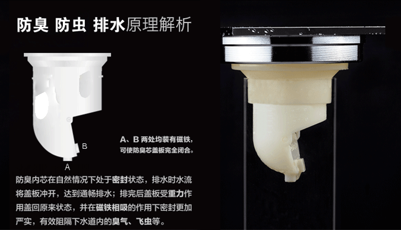 地漏臭内芯t型芯卫生间洗衣机下水道水封虫地漏芯通用款防臭芯3个装