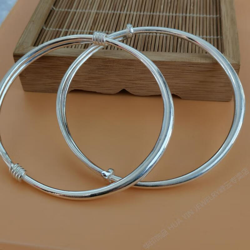 【网红爆款】huayin999纯银脚镯大人男女款银脚环足银99手镯银饰手工