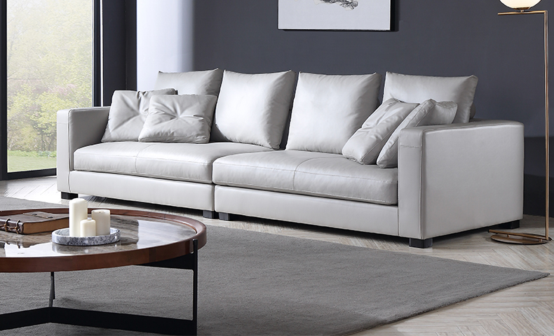 向所意式现代简约头层全真皮羽绒沙发设计师四人位皮艺沙发cb025 半