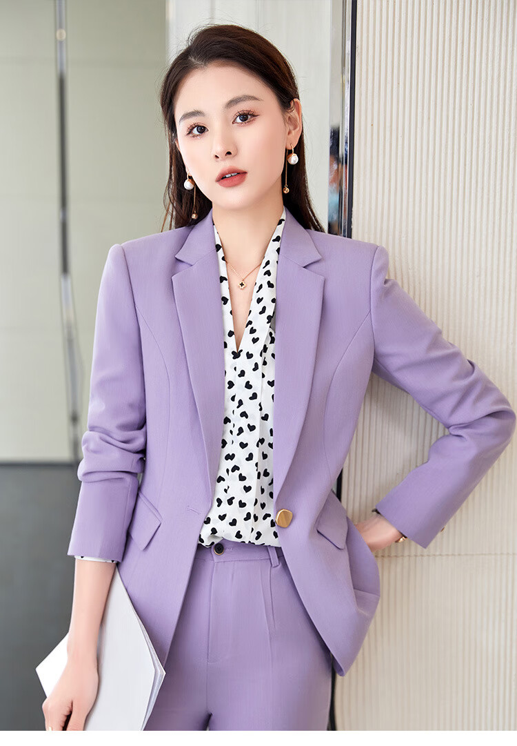 说佳2022年小西装外套女气质初秋薄款紫色西装外套薄款2022春新款高级