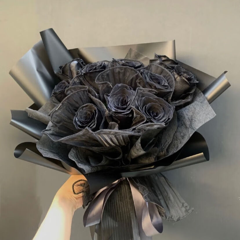 利拓99朵个性黑色系黑玫瑰永生香皂花成品花束情人节礼物加女友男朋友