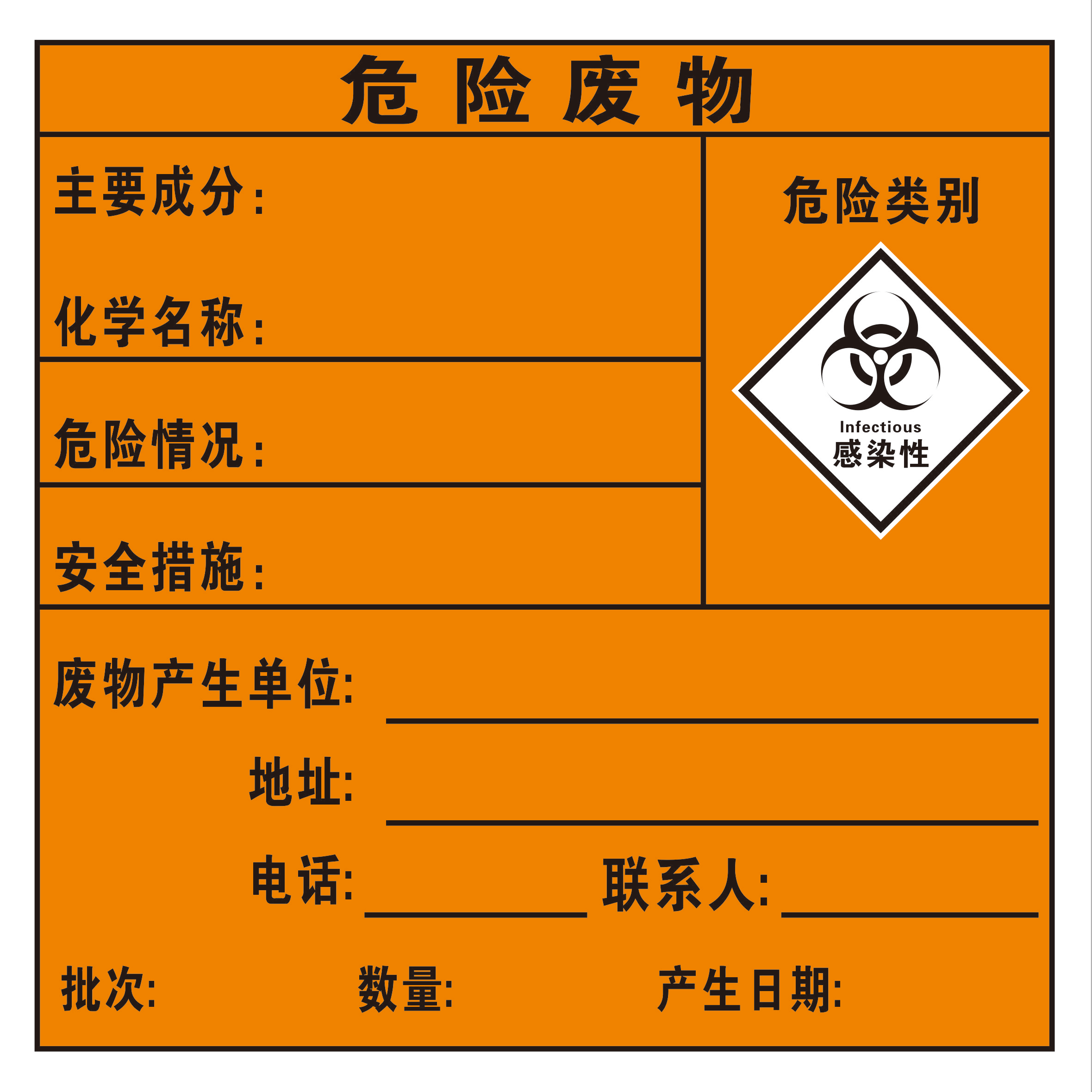危险废物标识牌危废标签标示牌危废间危险品标志牌铝板警示贴安全定制