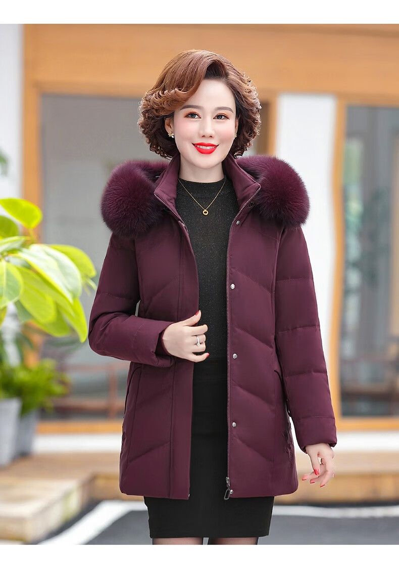 俪缨中老年女装羽绒服女妈妈装外套短款2020冬装新款中年妇女40岁50