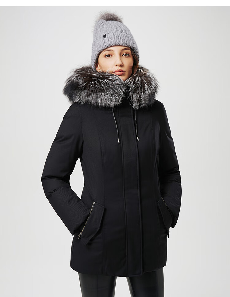 毛领羽绒服派克大衣中长款秋冬连帽保暖外套 白色 l【图片 价格 品牌