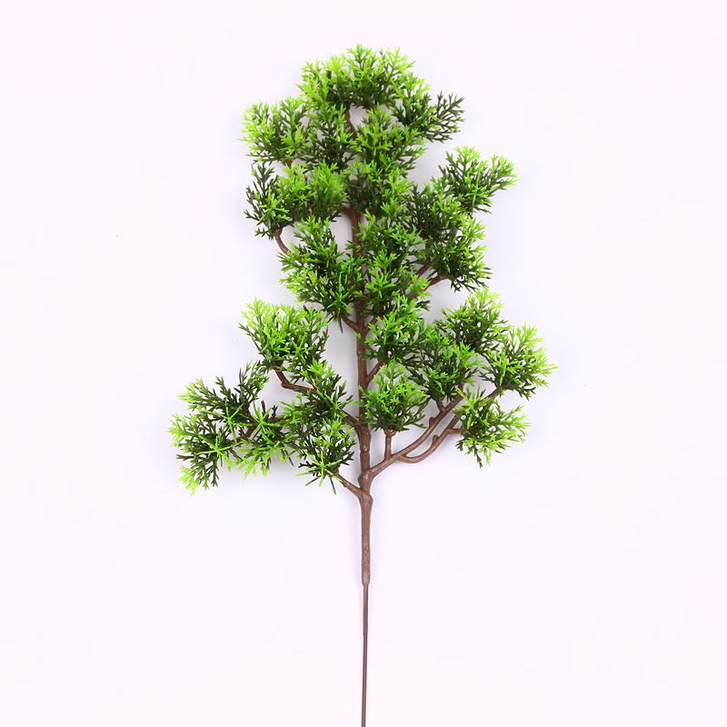 仿真松针崖柏树枝假花松树盆栽松枝道具干花塑料花松树叶子假树叶