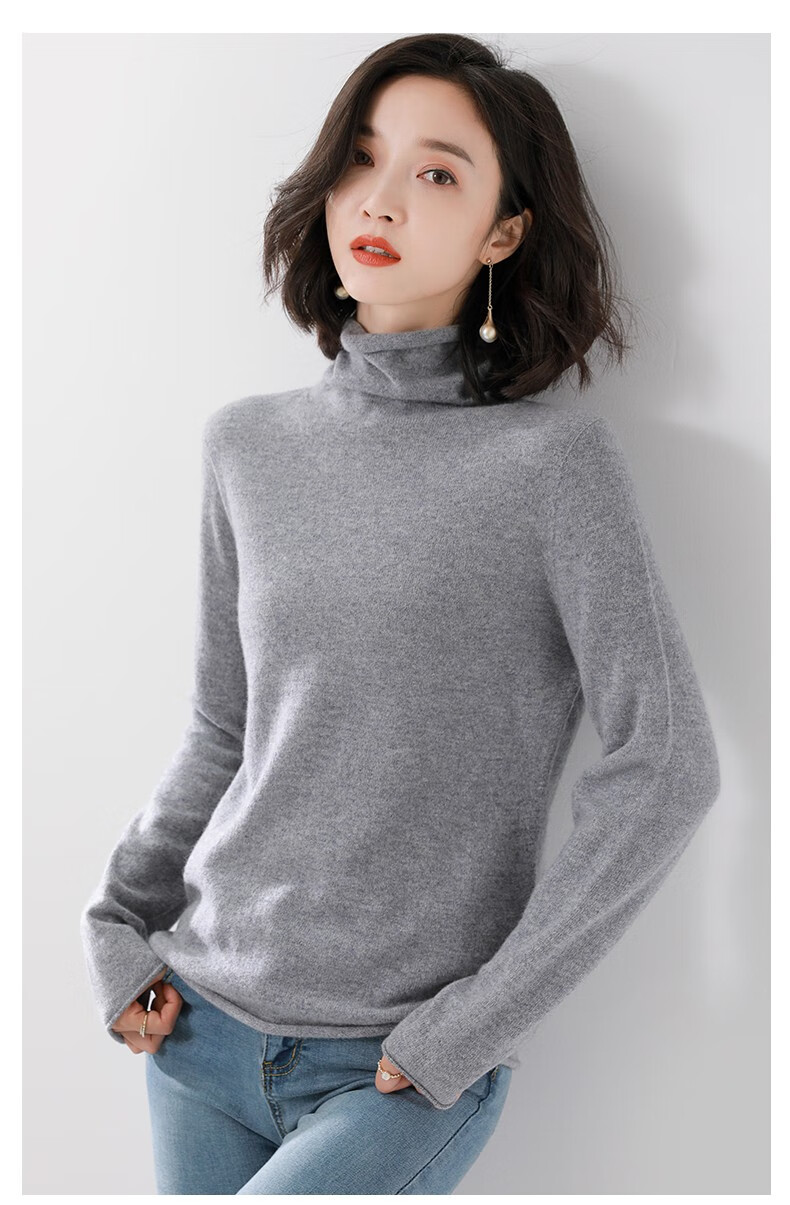 恒源祥100%纯山羊绒衫女士时尚堆堆领2020冬季保暖毛衣内搭长袖针织