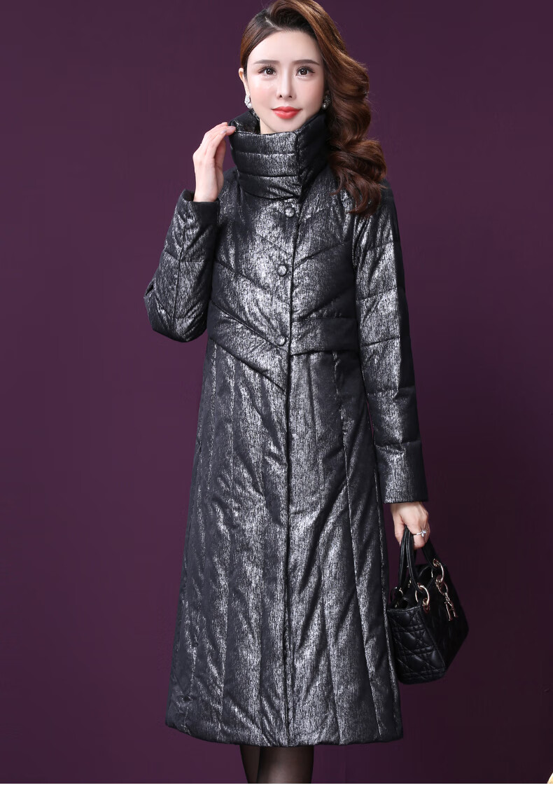 王小鸭羽绒服2020年新款女保暖高领宽松白鸭绒亮面时尚显瘦外套冬