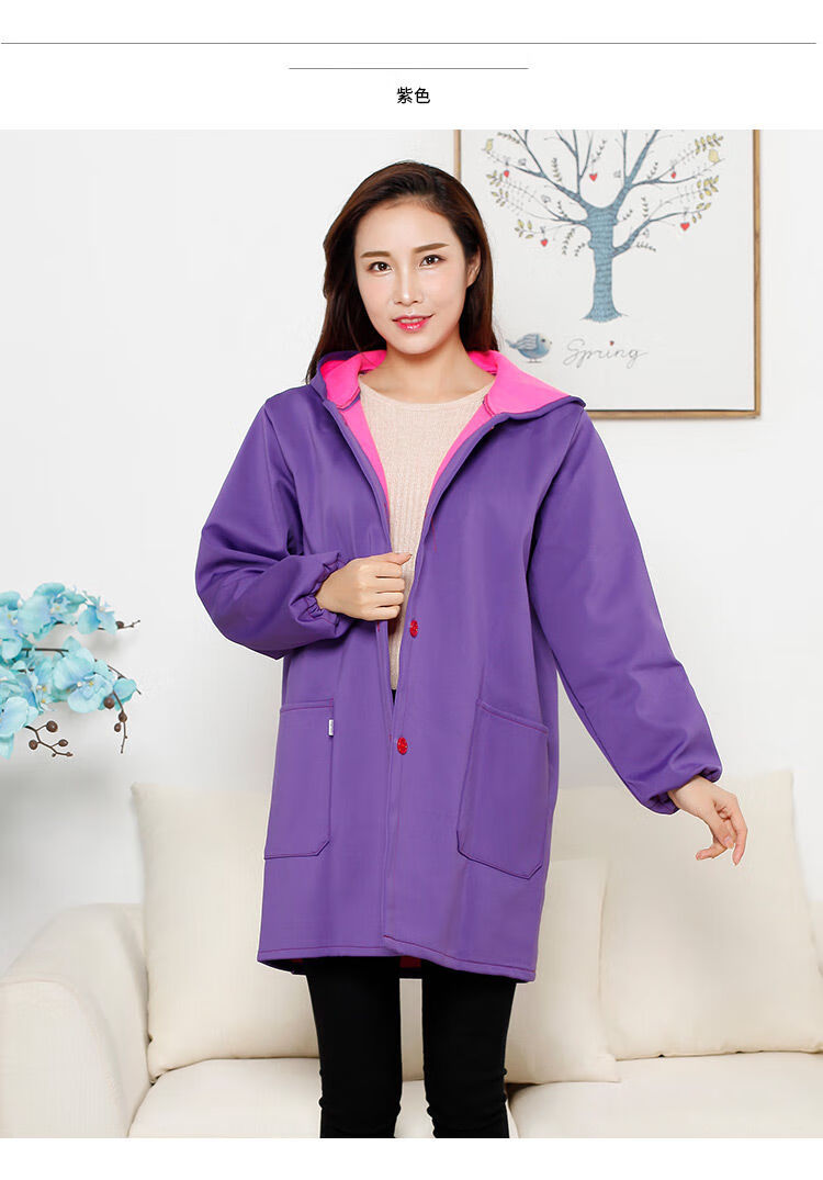 雅鹿官网 加绒罩衣大人女上衣工作服外套家用加厚时尚围保暖防水防油