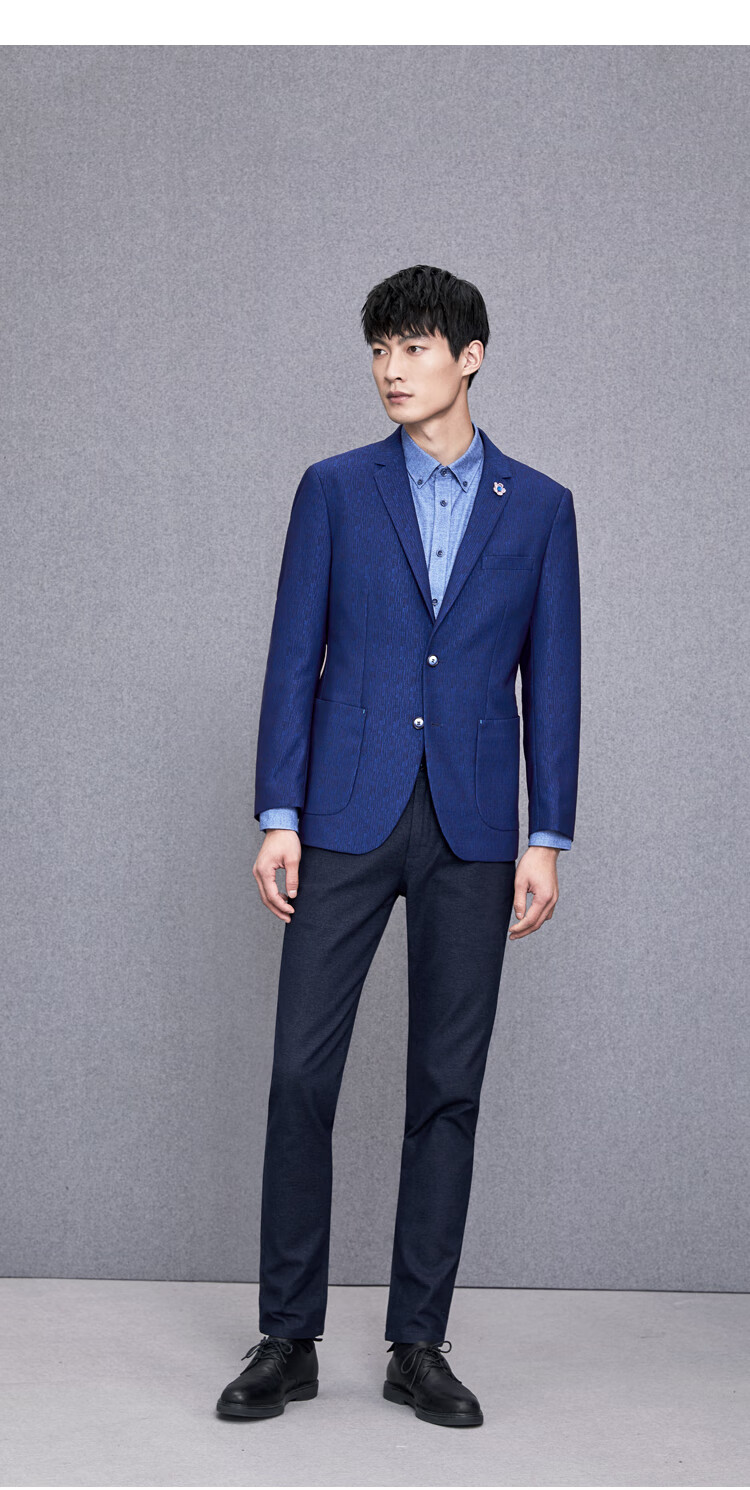 hla海澜之家休闲西服男时尚花纹平驳领简约质感有型单西hwxad3e068a