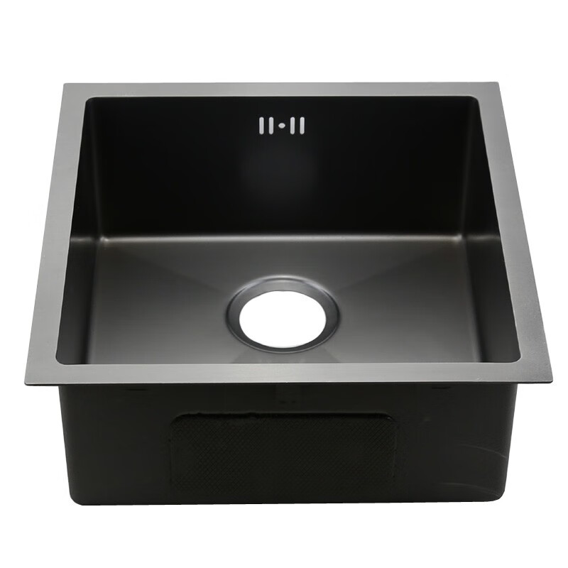 304不锈钢手工单槽正方形水斗单盆台下洗菜盆纳米黑s4545n阳台小水槽