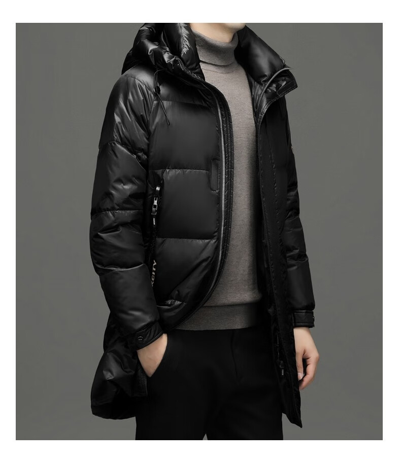 袋鼠羽绒服外套男士2022中长款连帽加厚鹅绒90%填充中老年冬季防寒