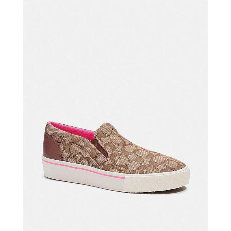 蔻驰(coach) citysole系列女子板鞋欧美时尚低帮厚底休闲鞋 卡其色