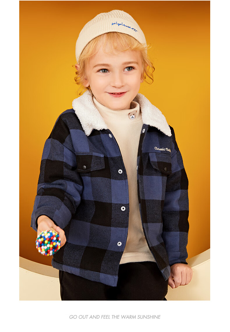 精典泰迪classic teddy童装儿童加绒衬衫男童长袖衬衣宝宝秋冬洋气