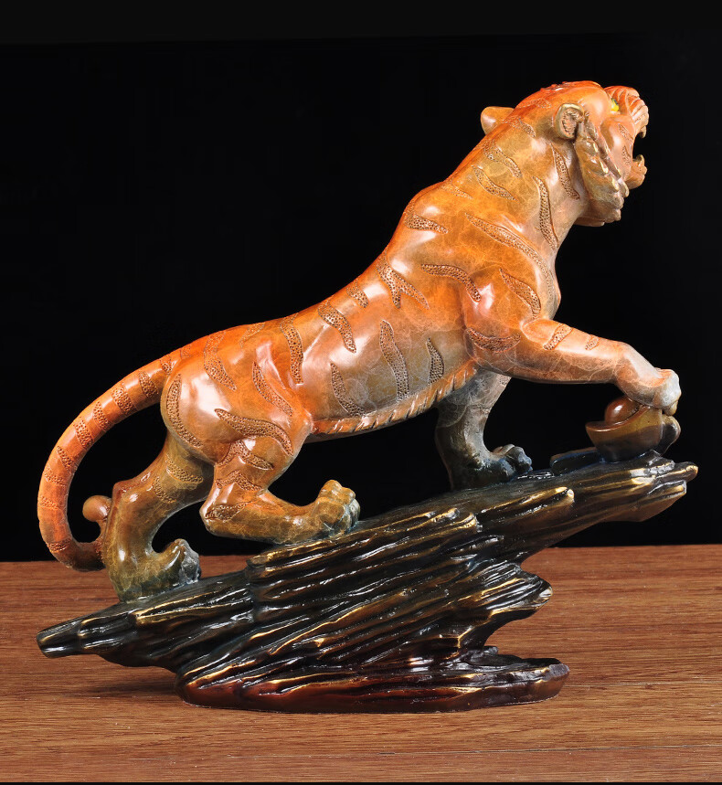 莲善堂彩铜虎啸山河摆件招财铜老虎上山虎家居客厅玄关装饰品乔迁礼品