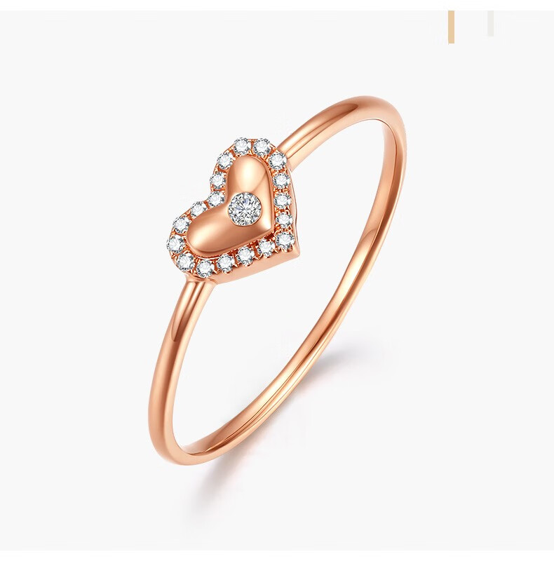 六桂福珠宝心之所属18k金戒指彩金戒指钻石戒指满钻排戒订婚求婚结婚