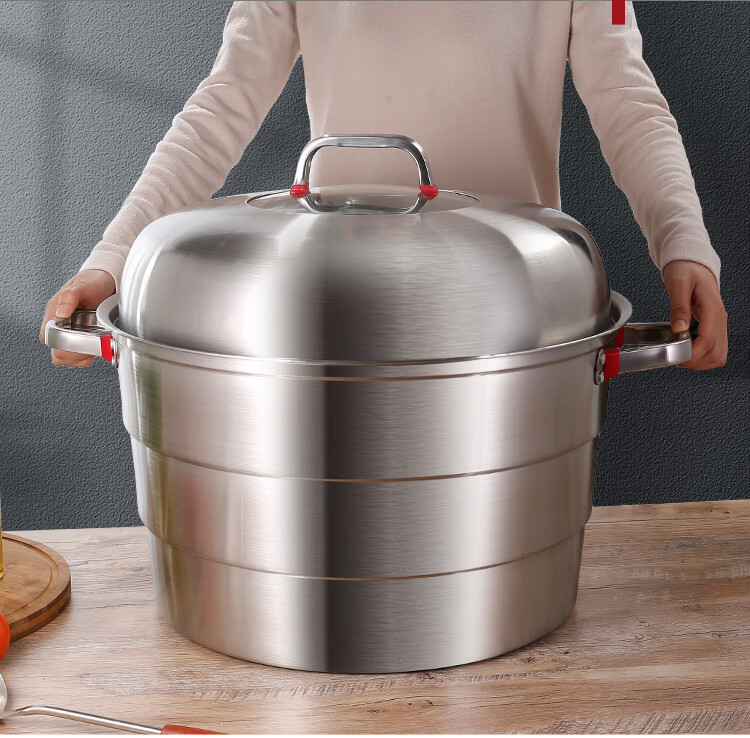 蒸锅特大号加厚超大容量三层商用家用蒸馒头的40 45 50cm不锈钢锅