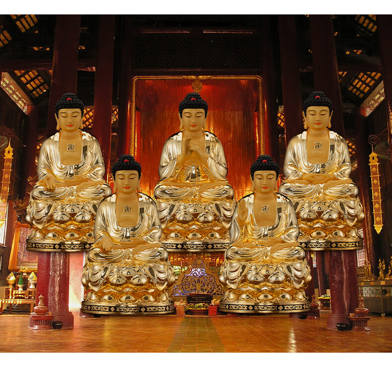 三漫陀全铜鎏金五方佛佛像五方如来五智如来佛毗卢遮那佛大日如来北方