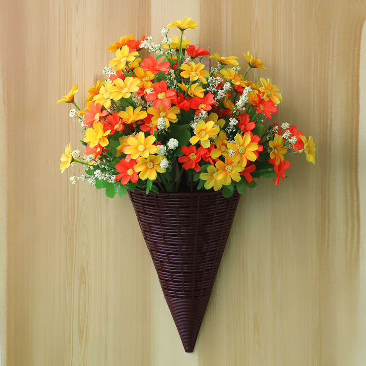 家居客厅仿真花假花装饰墙面壁挂式挂篮套装摆设各种绿植花草插花扇挂