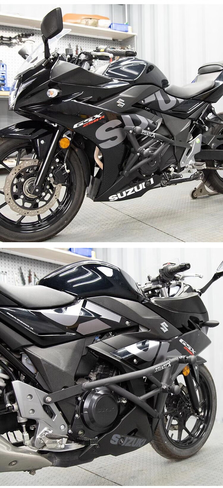 適用於鈴木gsx250r摩托車防摔槓gsx250保險槓改裝彈簧頭緩衝護槓競技