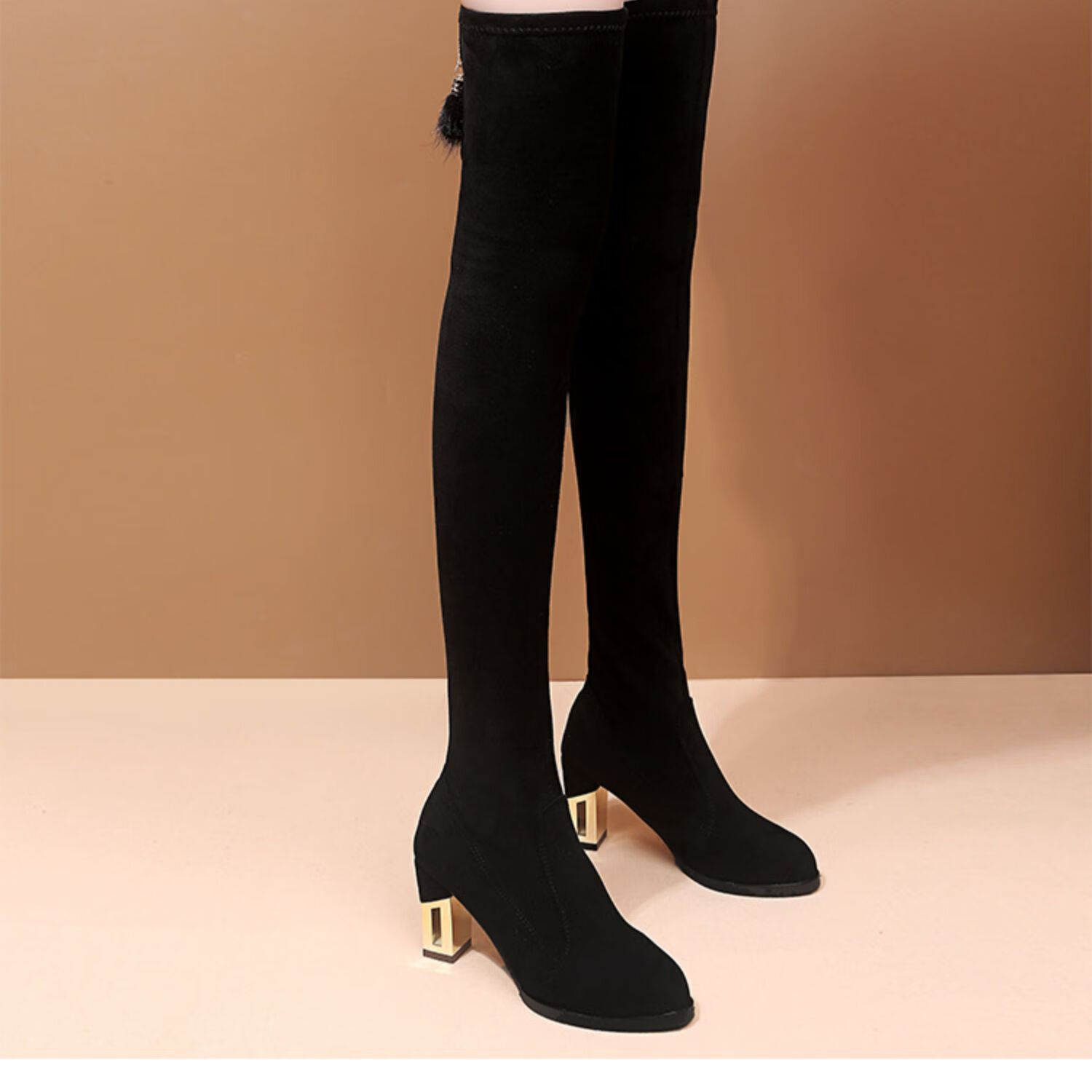 长筒靴女过膝2020新款秋冬季黑色加绒高筒靴粗跟高跟瘦瘦靴子sn1046