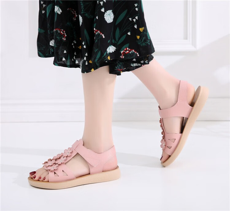 童鞋永高人女孩凉鞋10-15岁儿童小学生女孩子9平底10中大童11女童鞋12