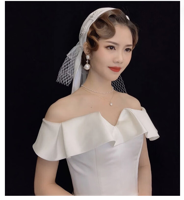 袍发型手推波纹假刘海民国风夜上海假发片古风波浪头饰造型手推波纹