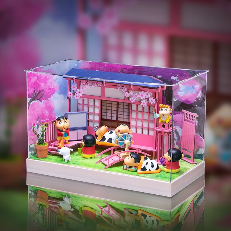 618活动动漫蜡笔小新日常系列盲盒场景潮玩礼物桌面摆件收纳展示盒