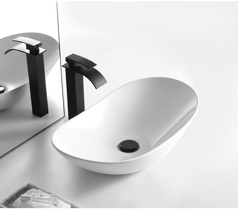 crejash东尼卫浴北欧陶瓷台盆台上盆椭圆形洗面盆艺术盆洗漱盆卫生间