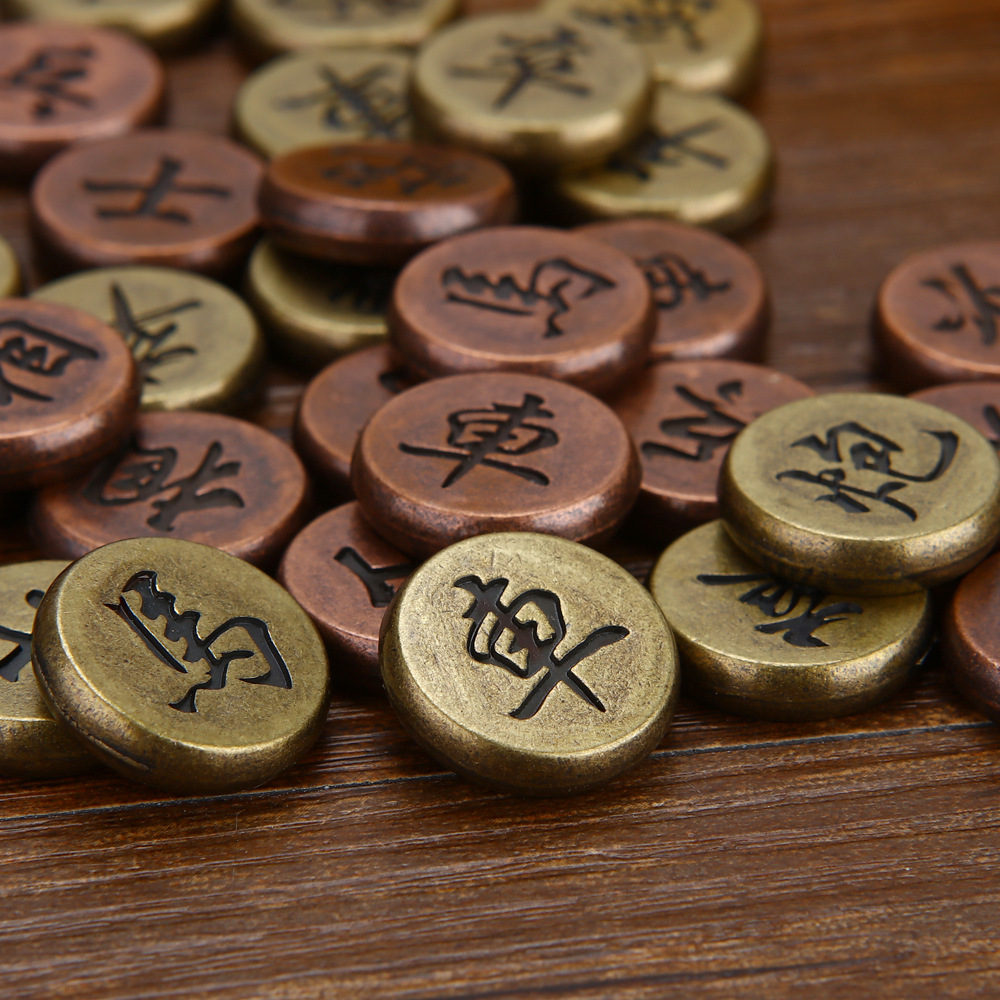 2019新款金属古铜中国象棋棋盘 初学者儿童学生家用培训象棋 古铜小号