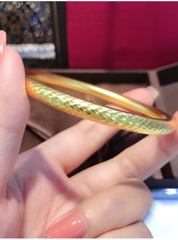 妙灵阁 古法手工足金锤纹手镯黄金镯子女纯金9992021年新款宫廷复古古