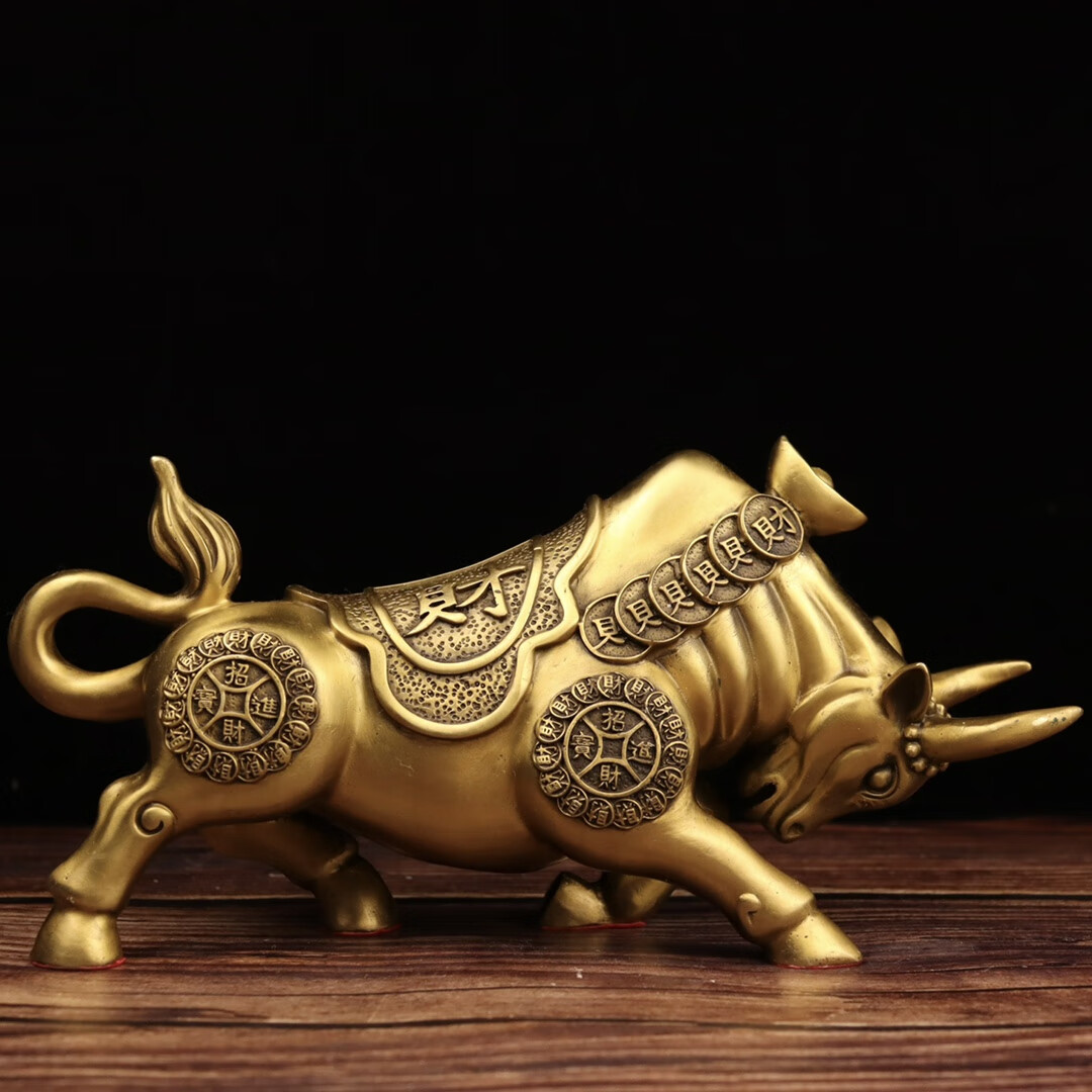 鼎盛福纯铜财福牛飞天牛摆件气势如虹牛气冲天发财纳福客厅办公室饰 d