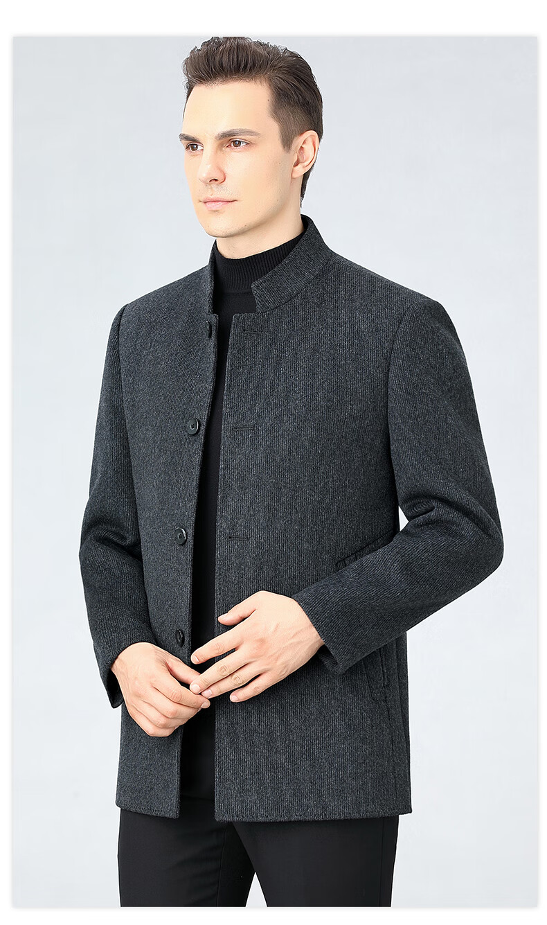 雅戈尔羊绒大衣男中长款秋冬中年爸爸装商务休闲高端双面毛呢外套