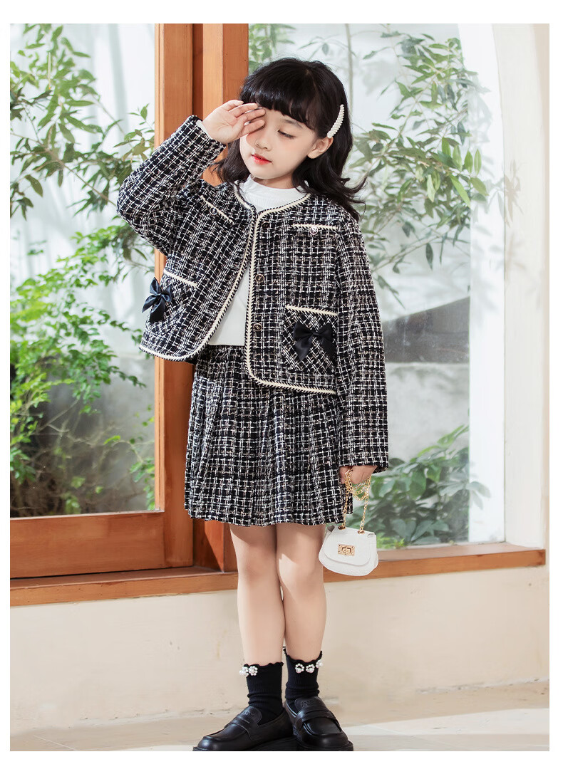 迪士尼官网自l营新品女童小香风套装冬季中童女装女大童13到15岁服装