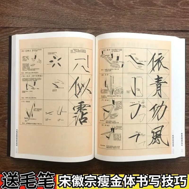 宋徽宗瘦金體字帖書寫技法技巧趙佶楷書千字文毛筆書法初學者教程 宋