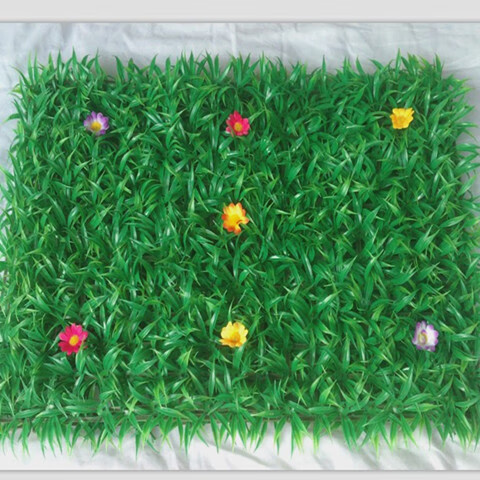 塑料草坪带花室内仿真背景绿植物墙壁挂高加密阳台装饰人造假草皮 40*