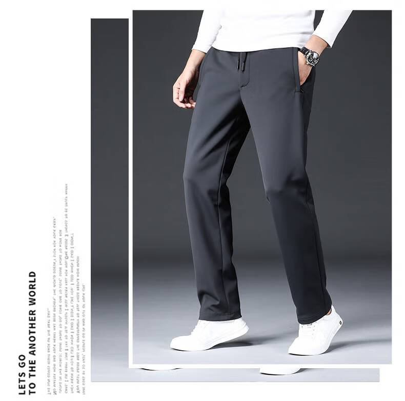 中老年散步裤开车裤男秋冬款春秋款直筒宽松休闲裤中年爸爸装加绒加厚