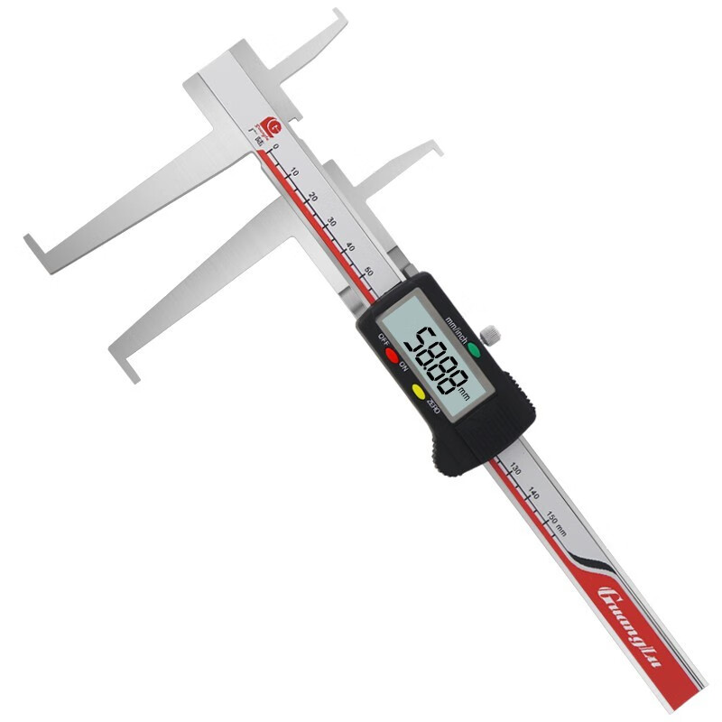 广陆刀头双内沟槽数显游标卡尺150200300mm双内沟带表游标卡【图片