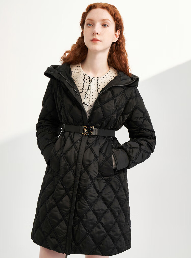 psalter诗篇商场同款影儿女装2020冬季新款羽绒服6c00508118黑色36