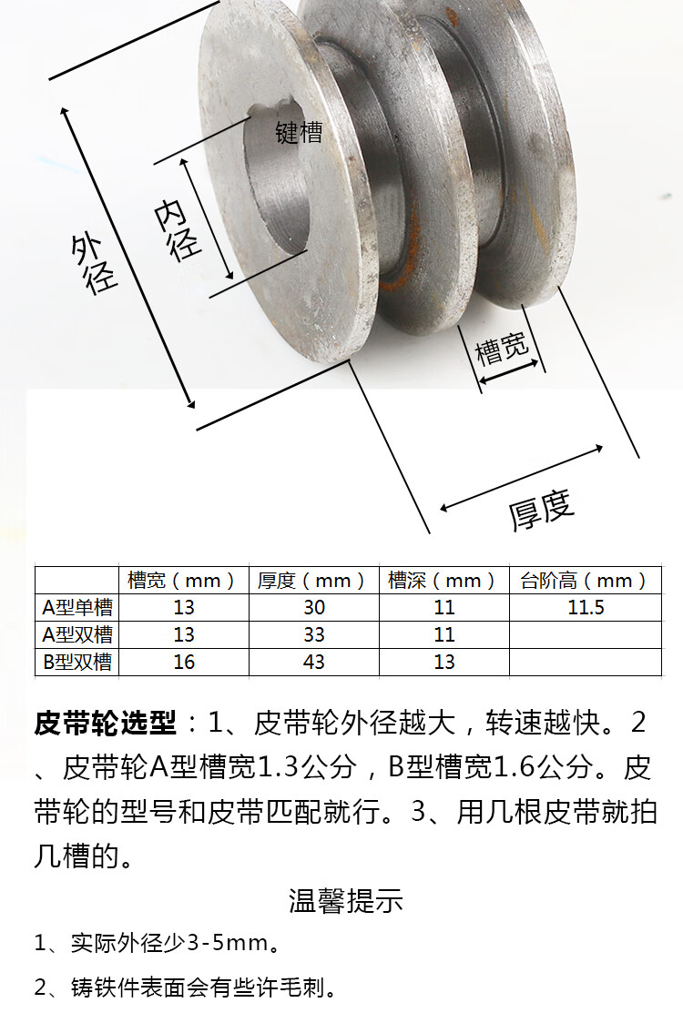 內徑24mma型b型鑄鐵皮帶輪60mm120mm單雙槽v型傳動盤變速輪內徑24外徑