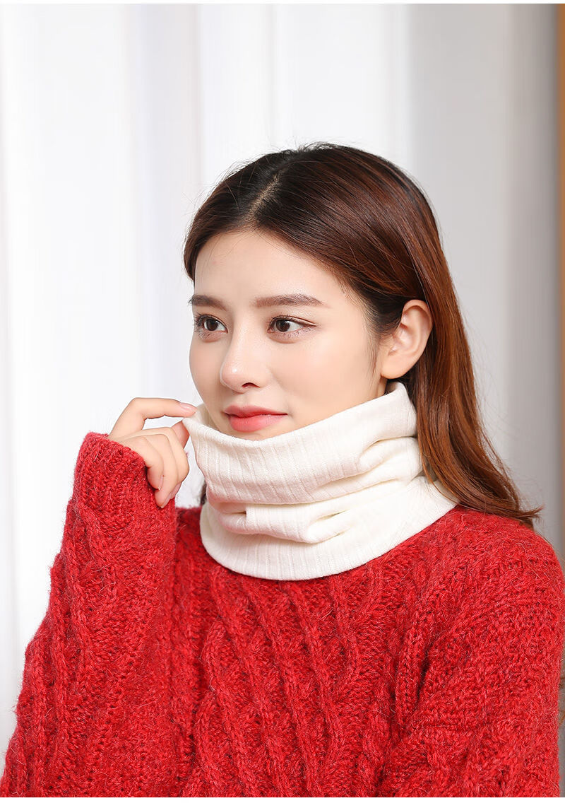 围脖女毛线围巾秋冬加绒加厚脖套高领套头护颈防寒女士保暖围脖 黑色