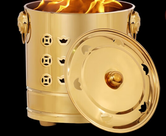 烧金桶烧经桶烧纸祭祀桶元宝炉化宝桶钱桶焚烧桶盆不锈钢 银色不锈钢