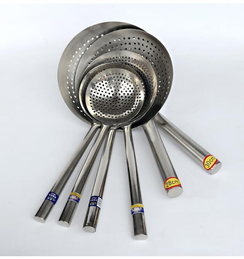 特厚油炸大漏勺大号过滤网长柄厨房漏勺不锈钢酒店用 规格28漏勺配10