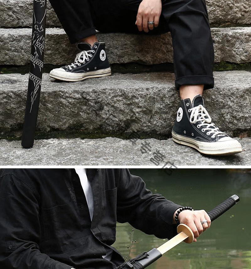 日本武士刃带鞘木刀居合道拔刀术收刀练习竹制刀剑动漫道具未开刃乳