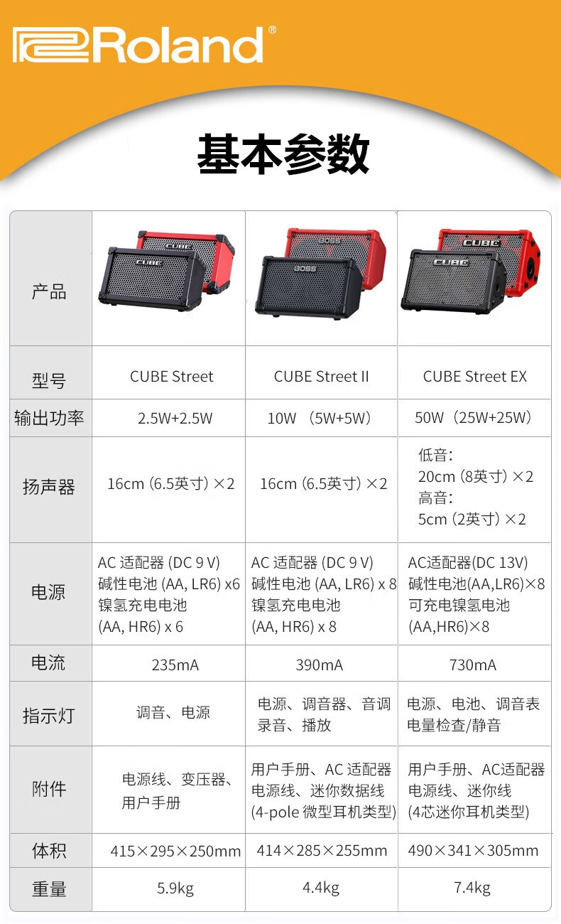 roland罗兰 cube street ex音箱木吉他街头户外弹唱直播蓝牙音响 cube