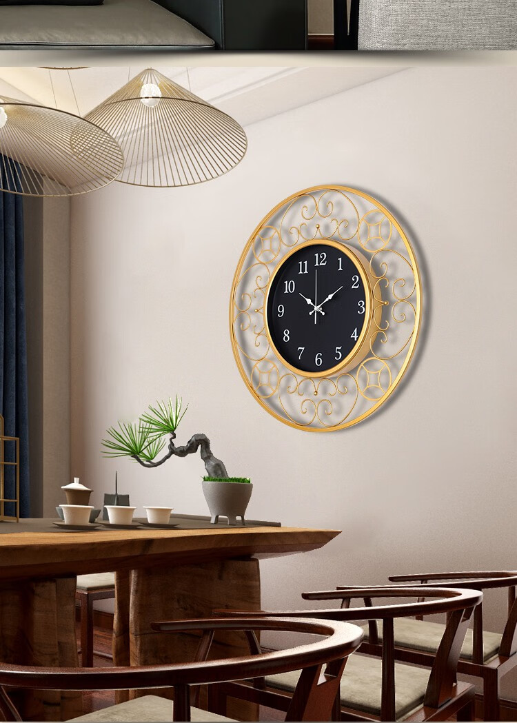 新中式钟表客厅家用时尚简约装饰挂表个性艺术创意中国风挂墙挂钟欧式