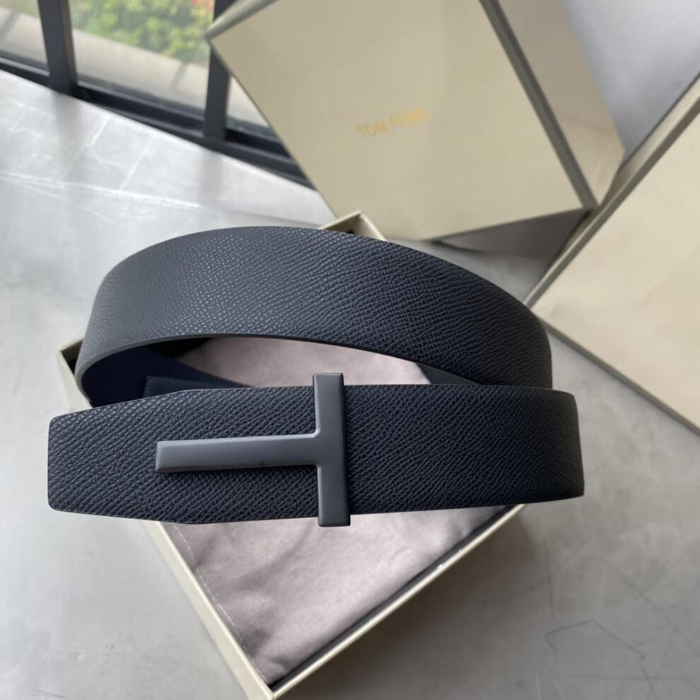 汤姆福特(tom ford)tf男士腰带手掌纹真皮双面使用简约商务t字皮带