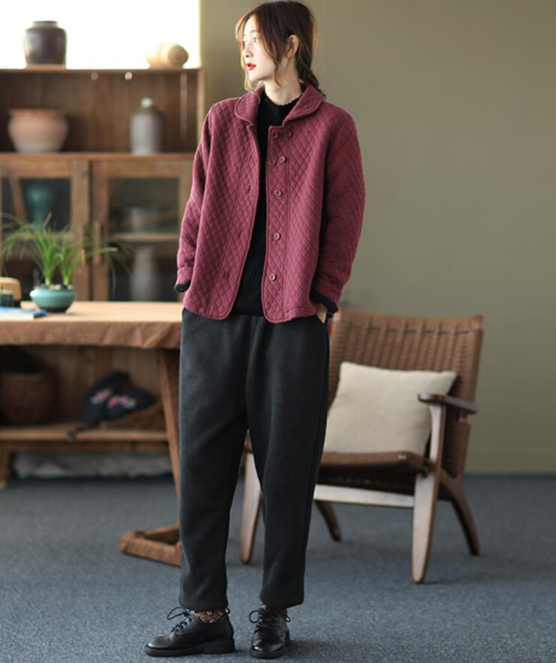 如素慢衣复古文艺休闲宽松针织棉加绒加厚保暖民族风棉衣女冬装棉服