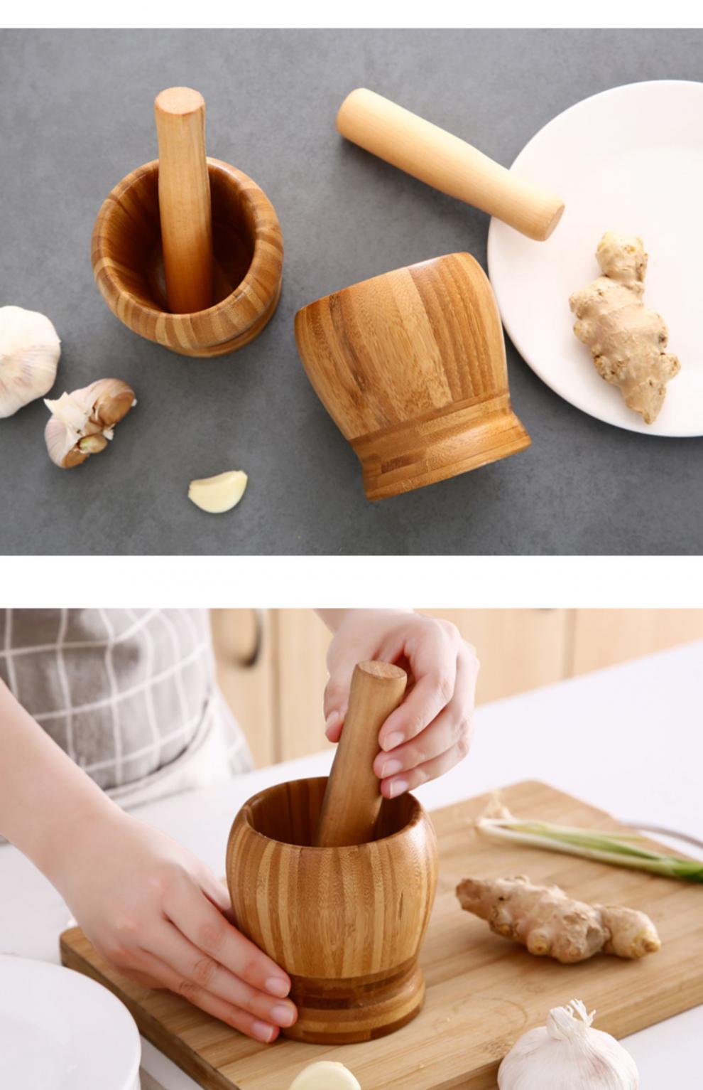 楠竹捣蒜罐厨房捣蒜器臼子家用小工具压蒜大姜捣碎器蒜泥器砸蒜器