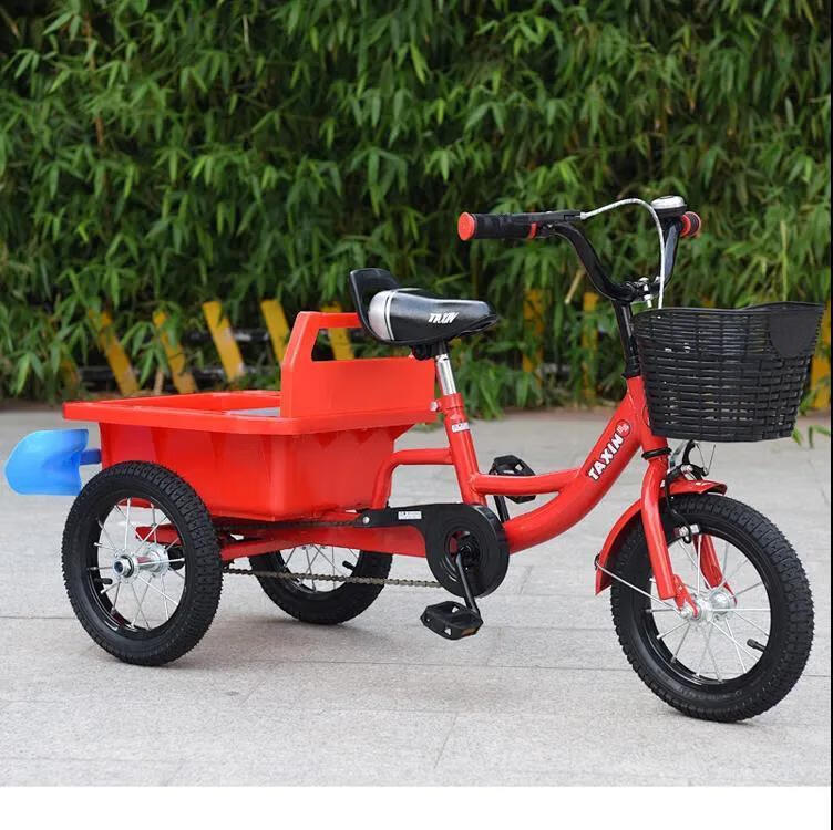 双人儿童三轮车带斗小孩脚踏车1369岁2充气轮玩具车童车自行车舒弗la